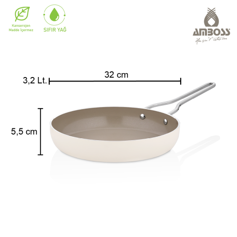 Sera Nova Doğal Seramik Tava 32 cm 3,2 Litre – Latte