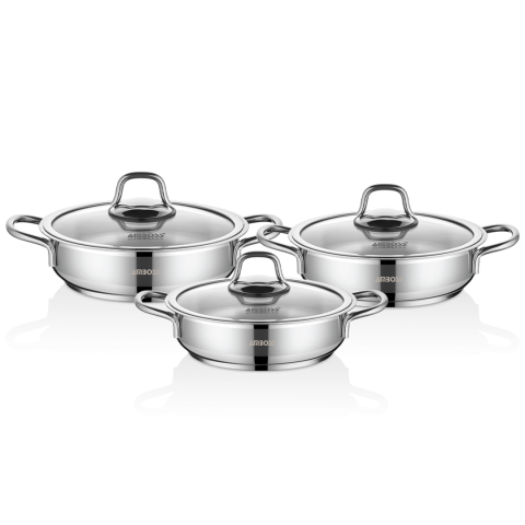 Amboss Saphire 6 Parça Paslanmaz Çelik Cam Kapaklı Sahan Seti