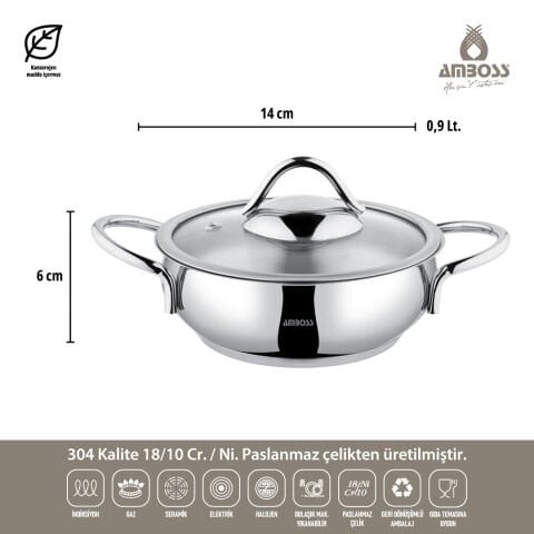 Amboss Stone 6 Parça İndüksiyon Tabanlı Paslanmaz Çelik Sahan Seti