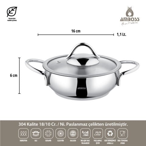 Amboss Stone 6 Parça İndüksiyon Tabanlı Paslanmaz Çelik Sahan Seti