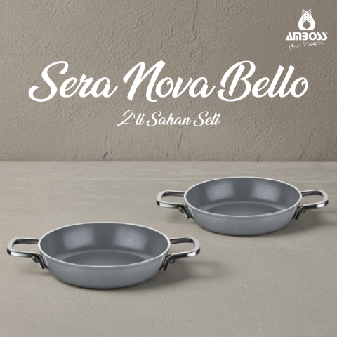 Amboss Sera Nova Bello 2 Parça Seramik Sahan Seti 20-22 cm – Gri