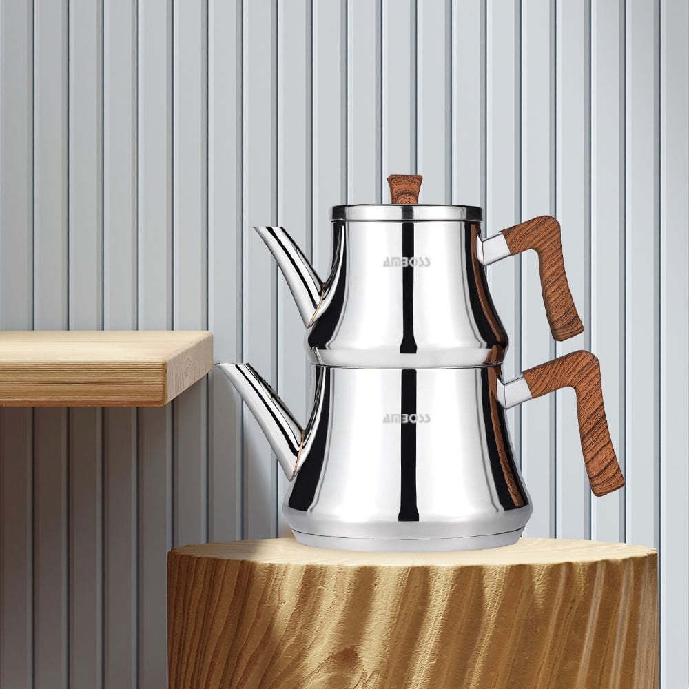 Amboss Ruby Ahşap Kulplu Çaydanlık - Orta Boy