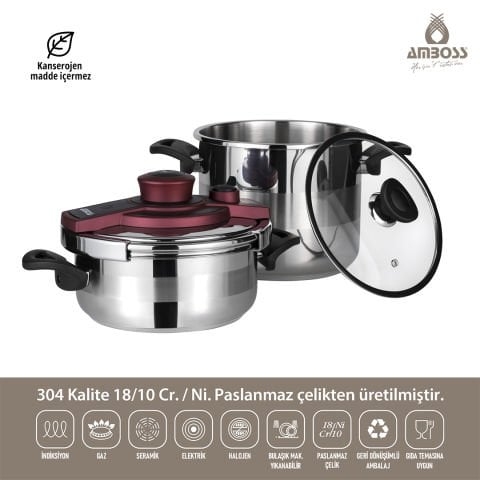 Ametist 4 Parça Matik İndüksiyon Uyumlu Paslanmaz Çelik Düdüklü Seti