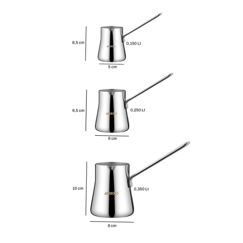 Amboss Stone 3 Parça Paslanmaz Çelik Cezve Seti