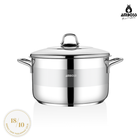 Saphire Paslanmaz Çelik Kapaklı Derin Tencere - 30 cm