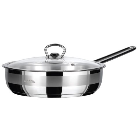 Amboss Saphire Paslanmaz Çelik Tava - Cam kapaklı - 22 cm