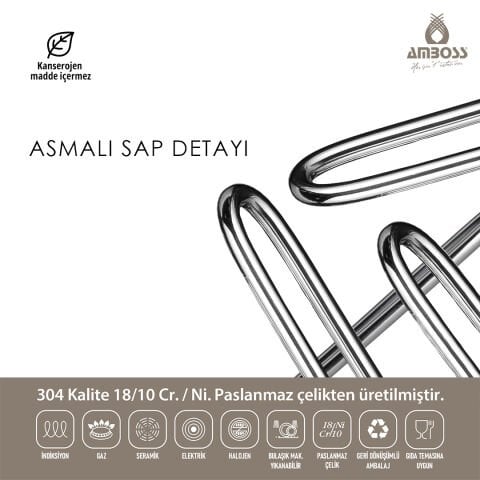 Amboss Saphire Paslanmaz Çelik Kapaklı Tava 22x6 cm