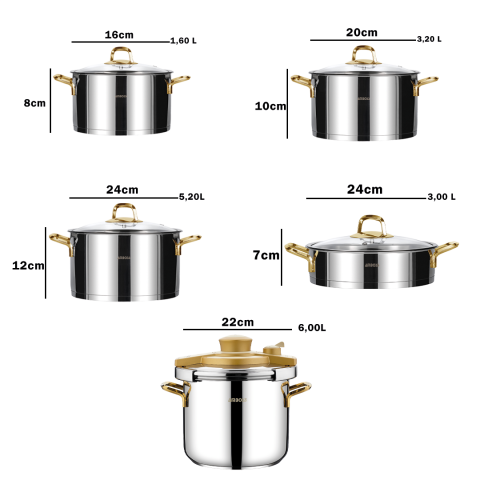 Amboss Dıamond Paslanmaz Çelik 18 Parça Çeyiz Seti (Gold)