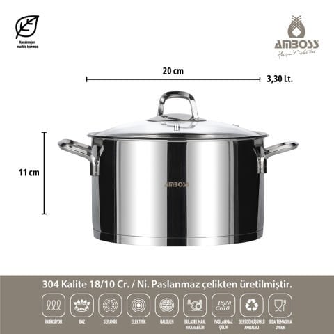 Amboss Diamond Paslanmaz Çelik Kulplu 18 Parça Çeyiz Seti