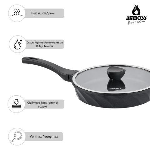 Amboss Kuvars 8 Parça Döküm Tencere Tava Sahan Seti