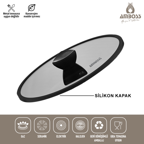 Amboss Kuvars Döküm Titanyum Kaplama 7 Parça Tencere Seti - Siyah