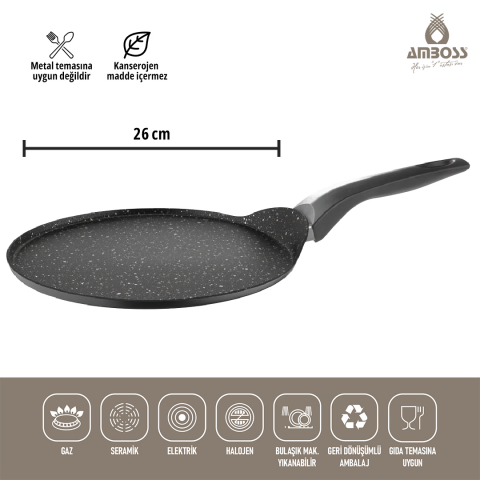 Amboss Mocca Granit Kaplama Krep Tavası 26 cm