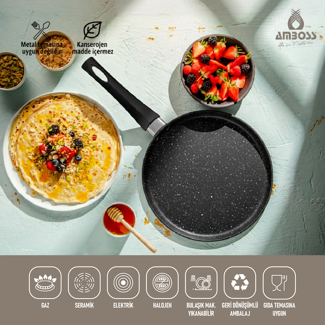 Amboss Mocca Granit Kaplama Krep Tavası 26 cm