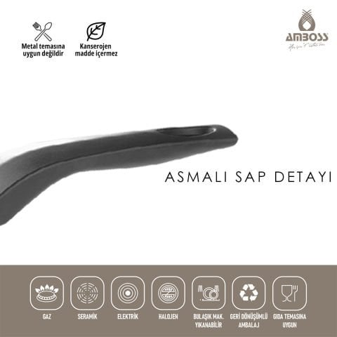 Amboss Mocca 26 cm Yanmaz yapışmaz Titanyum Kaplama Krep Tavası - Siyah