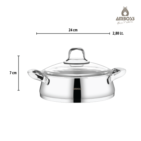 Amboss Oregon 8 Parça Cam Kapaklı, Paslanmaz Çelik Kulplu Tencere Seti