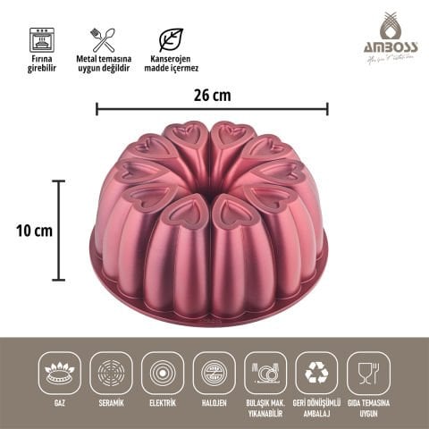 Amboss Ametist Titanyum Kaplama Döküm Kek Kalıbı - Kırmızı
