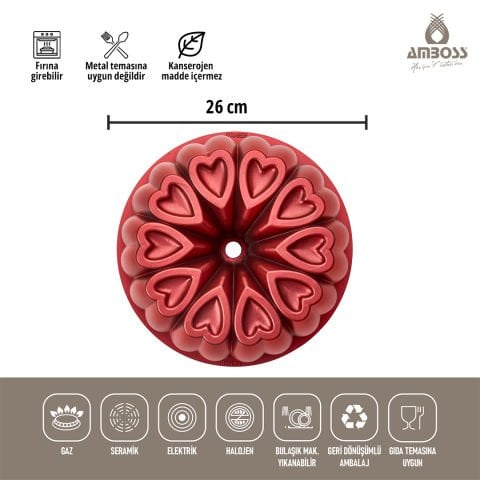 Amboss Ametist Titanyum Kaplama Döküm Kek Kalıbı - Kırmızı