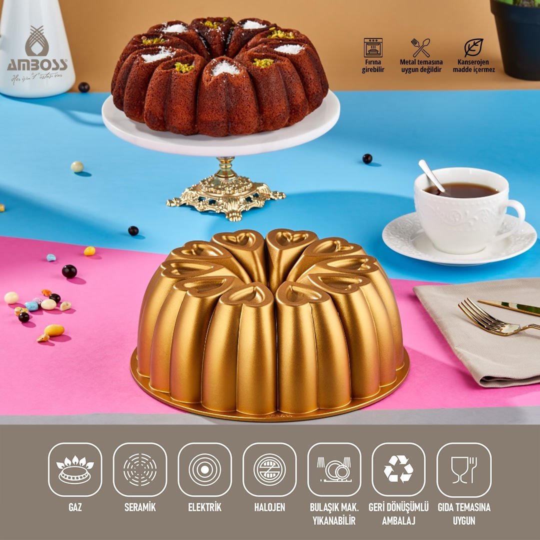 Amboss Ametist Titanyum Kaplama Döküm Kek Kalıbı - Sarı