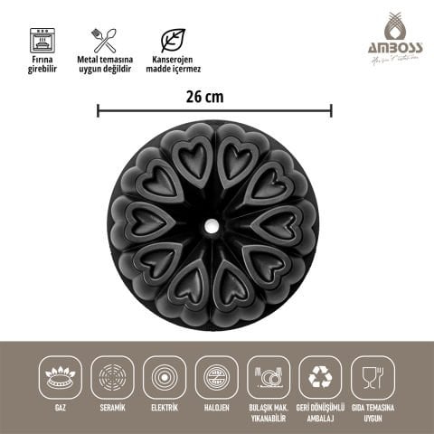 Amboss Ametist Titanyum Kaplama Döküm Kek Kalıbı - Siyah