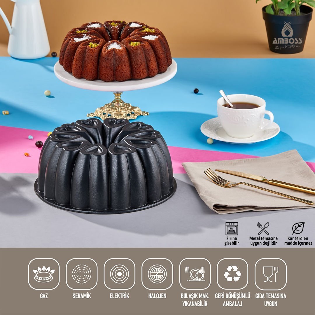 Amboss Ametist Titanyum Kaplama Döküm Kek Kalıbı - Siyah