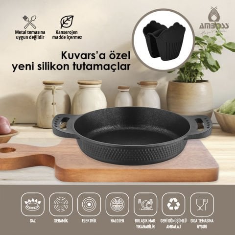 Amboss Kuvars Titanyum Kaplama Döküm Sahan Set - Siyah - 18 cm