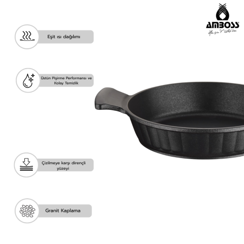 Amboss Kuvars 2 Parça Döküm Titanyum Kaplama Sahan Seti 18 - 20 cm