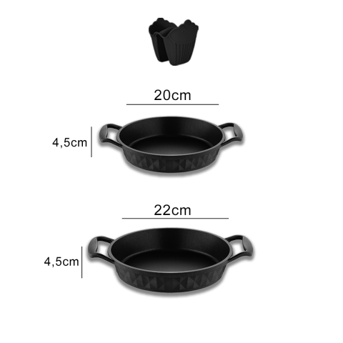 Amboss Kuvars Döküm 20 - 22 Cm Titanyum Kaplama 2'li Sahan (OMLET) Seti Siyah