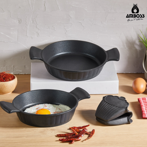 Amboss Kuvars 2 Parça Döküm Titanyum Kaplama Sahan Seti 18 - 20 cm