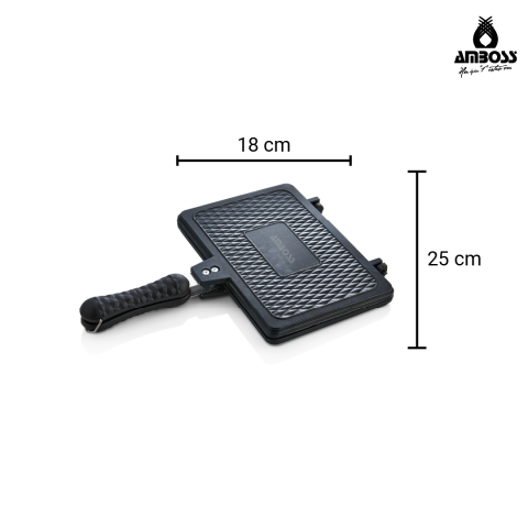 Amboss Kuvars Ocak Üstü Döküm Tost Tavası 25x18 cm