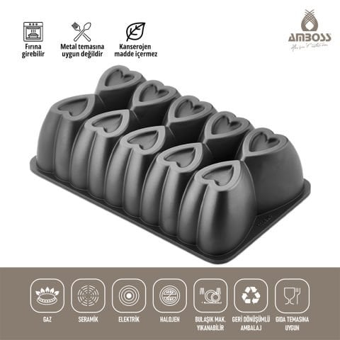 Amboss Ametist Titanyum Kaplama Döküm Baton Kek Kalıbı - Siyah