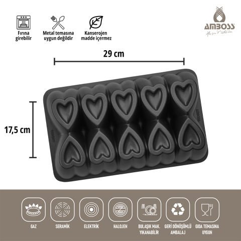 Amboss Ametist Titanyum Kaplama Döküm Baton Kek Kalıbı - Siyah