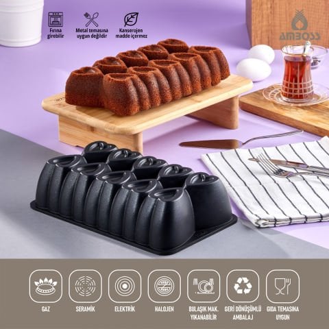 Amboss Ametist Titanyum Kaplama Döküm Baton Kek Kalıbı - Siyah