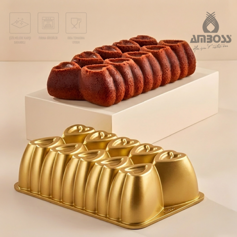 Ametist Titanyum Kaplama Döküm Kek Baton Kalıbı 26 cm - Sarı