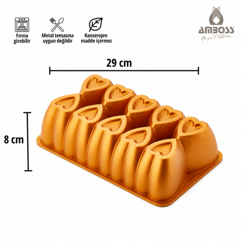 Ametist Titanyum Kaplama Döküm Kek Baton Kalıbı 26 cm - Sarı