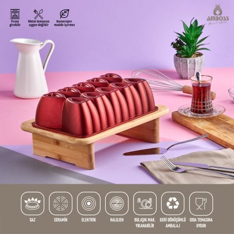 Amboss Ametist Titanyum Kaplama Yanmaz Yapışmaz Döküm Kek Baton Kalıp - Kırmızı