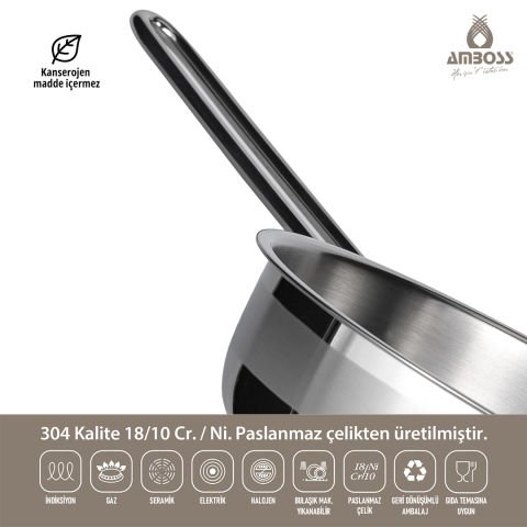 Saphire İndüksiyon Tabanlı Paslanmaz Çelik Tava - 22 cm