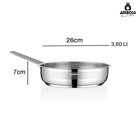 Amboss Saphire Paslanmaz Çelik 26 cm Kapaksız Tava