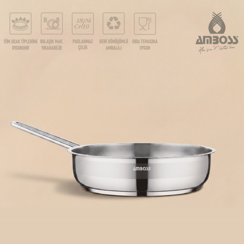 Amboss Saphire Paslanmaz Çelik 26 cm Kapaksız Tava