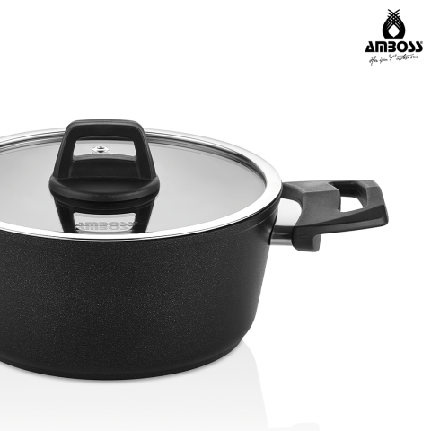 Amboss Orion 7 Parça Granit Yanmaz Yapışmaz Tencere Seti - Siyah