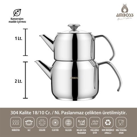 Amboss 14 Parça Cool Çeyiz Seti İndüksiyon Tabanlı Cam Kapaklı Çelik Tencere Seti