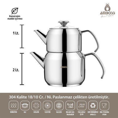 Amboss 14 Parça Cool Çeyiz Seti İndüksiyon Tabanlı Cam Kapaklı Çelik Tencere Seti