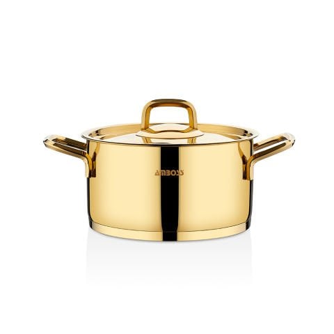 Aquamarine Çelik Kapaklı Gold Shiny 8 Parça Tencere Seti