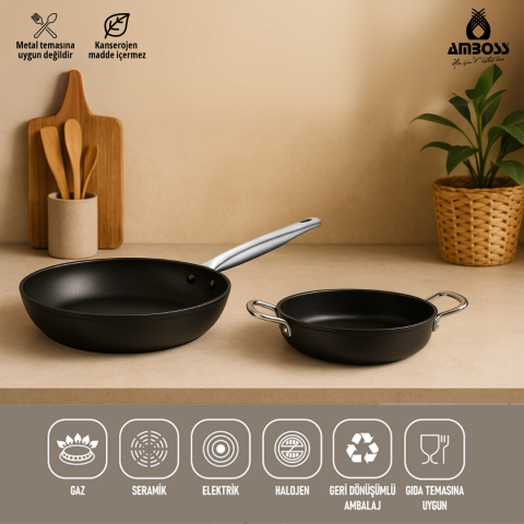 Amboss Larin 24 Cm Tava - 18 Cm Sahan Seti