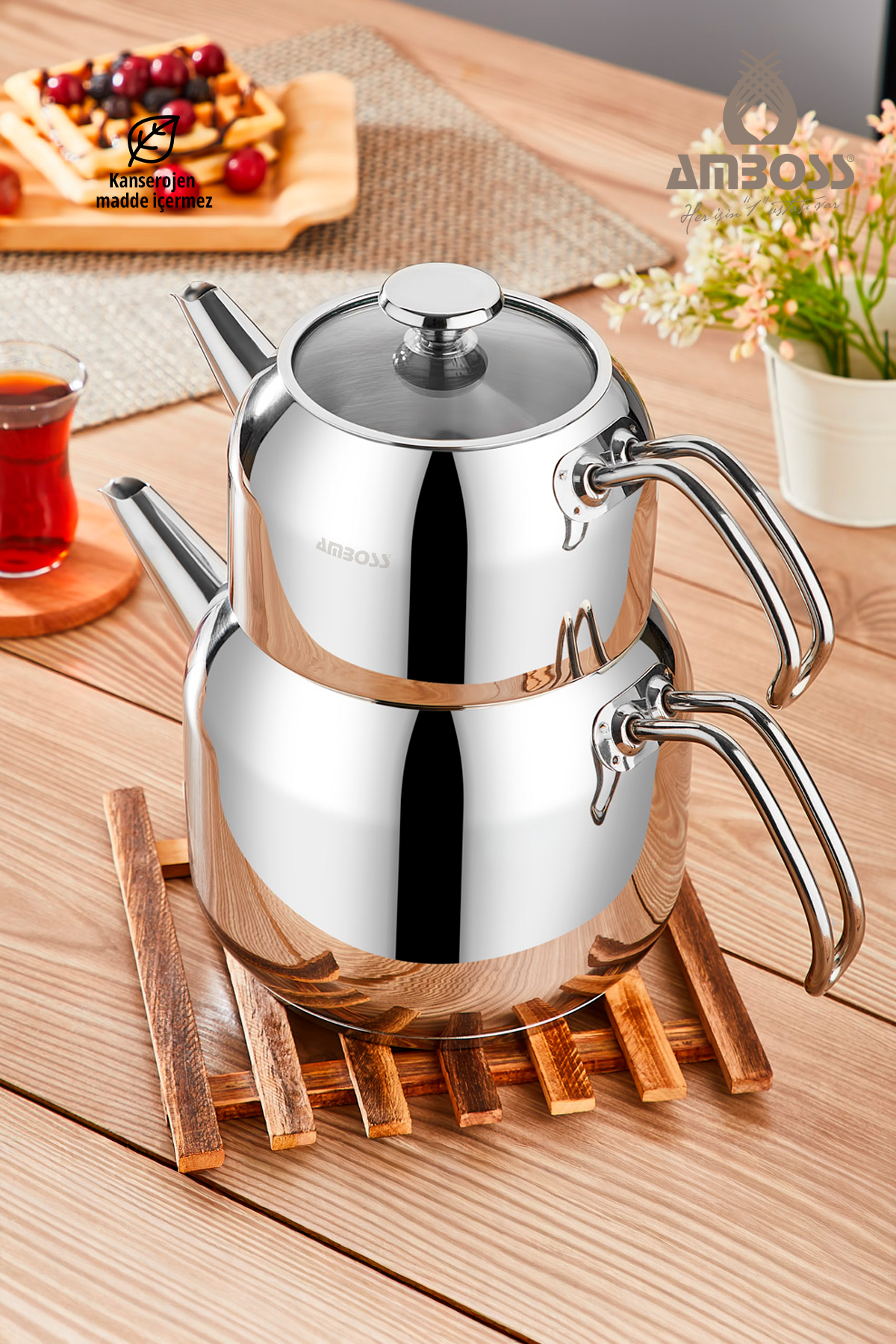 Amboss Cool Çaydanlık Büyük Boy Paslanmaz Çelik Sap