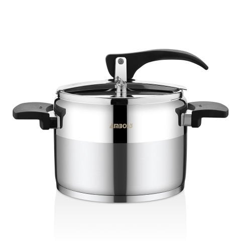 Enio Klasik Paslanmaz Çelik İndüksiyon Tabanlı Düdüklü Tencere Siyah Kulp - 6 lt.