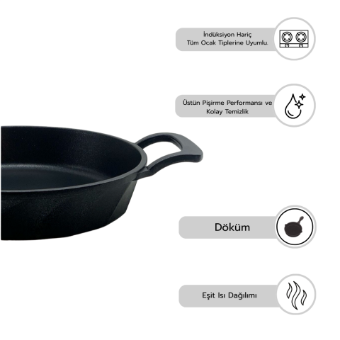 Amboss Kuvars 3 Parça Döküm Yanmaz Yapışmaz (tava) Sahan Set