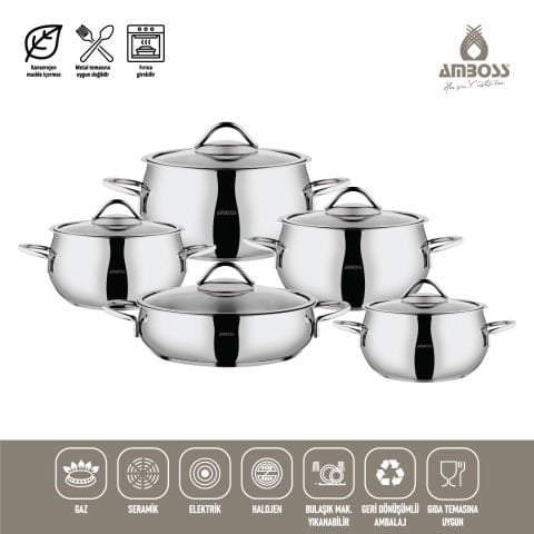 Amboss Moon 10 Parça Paslanmaz Çelik Tencere Seti