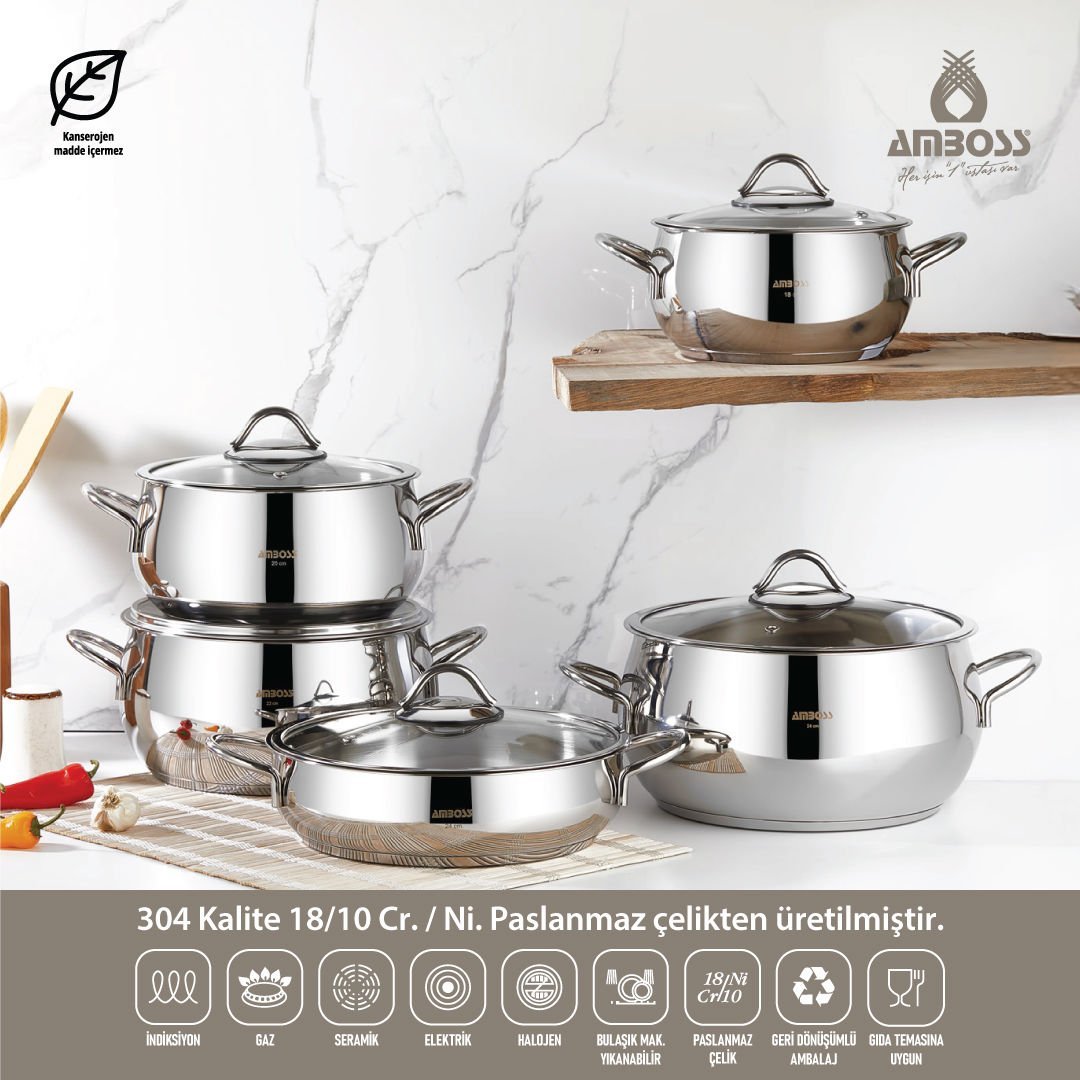 Amboss Moon 10 Parça Paslanmaz Çelik Tencere Seti