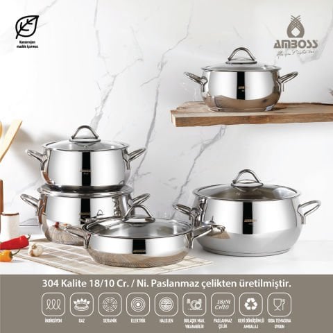 Amboss Moon 10 Parça Paslanmaz Çelik Tencere Seti
