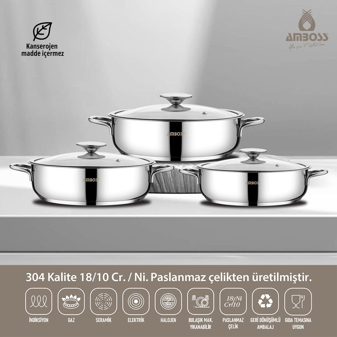 Amboss Cool 6 Parça Paslanmaz Çelik Sahan ( Omlet ) Seti